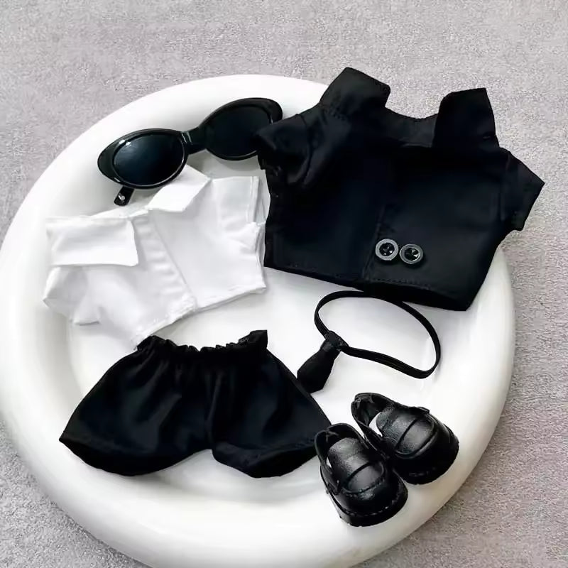 17 Cm Ropa Labubu V1/v2/v3 Baby Clothes Outfit Cool Suit Sunglasses Suit Doll Doll Wearing for Labubu Accessories