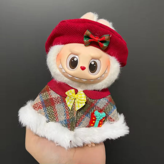 Christmas Style Clothes for Labubu V1V2V3 Doll's Christmas Dress Gift Labubu Cloth Accessories Cute Sweater Hat New Year Clothes