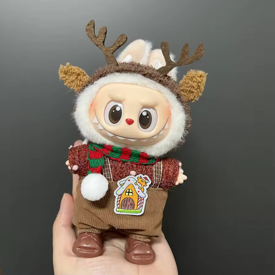 Christmas Style Clothes for Labubu V1V2V3 Doll's Christmas Dress Gift Labubu Cloth Accessories Cute Sweater Hat New Year Clothes