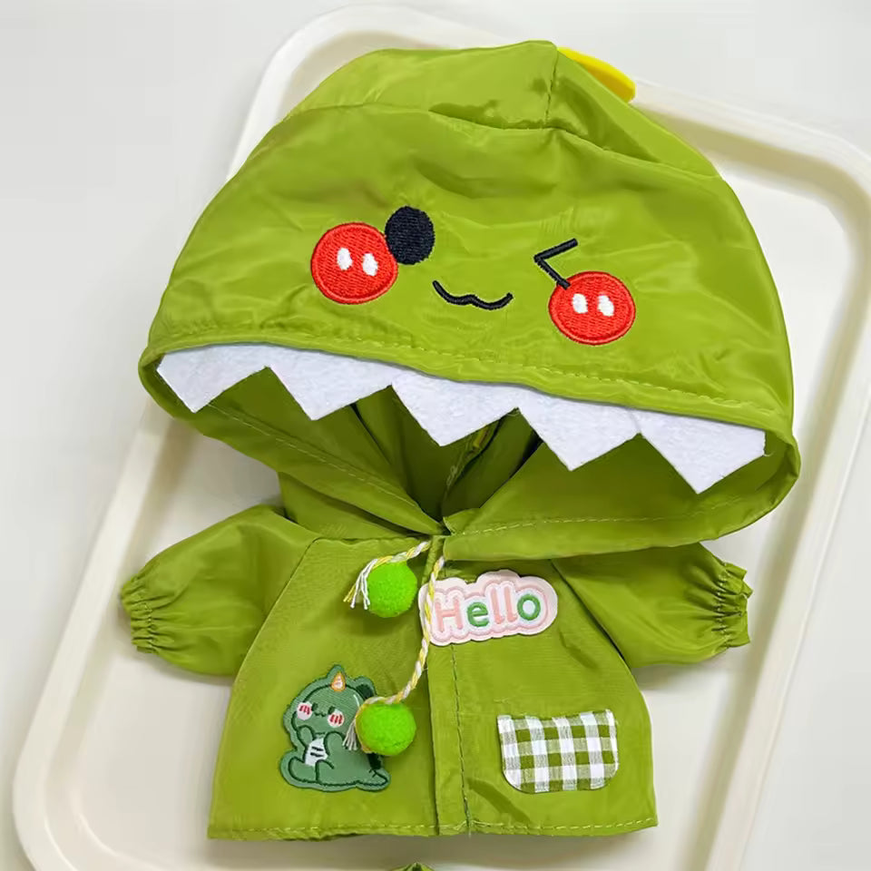 ✨ Labubu Mini Plush Doll Clothes Outfit: Dinosaur Raincoat & Accessories Set