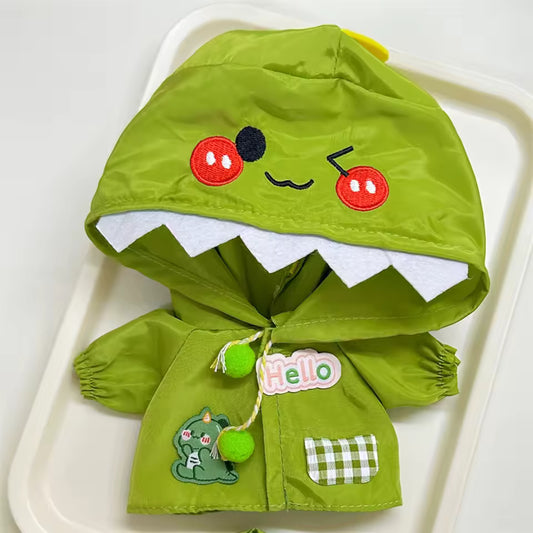 ✨ Labubu Mini Plush Doll Clothes Outfit: Dinosaur Raincoat & Accessories Set