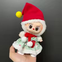 Christmas Style Clothes for Labubu V1V2V3 Doll's Christmas Dress Gift Labubu Cloth Accessories Cute Sweater Hat New Year Clothes
