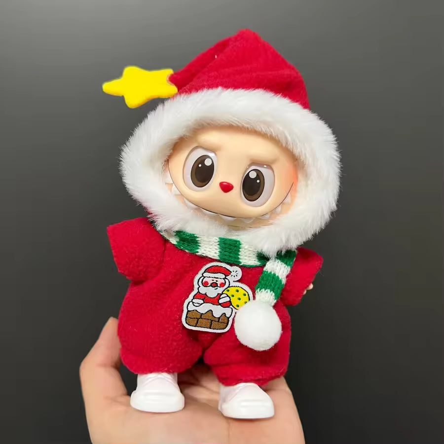 Christmas Style Clothes for Labubu V1V2V3 Doll's Christmas Dress Gift Labubu Cloth Accessories Cute Sweater Hat New Year Clothes